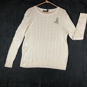New With Tags Women's Lauren Ralph Lauren Ivory Cable-Knit Sweater Size Large
